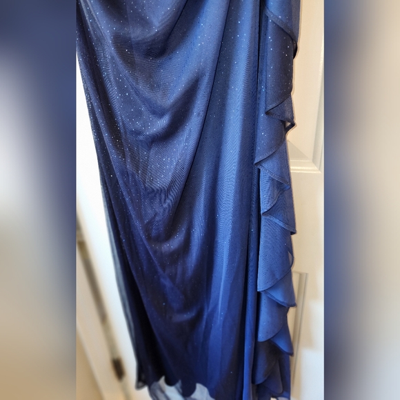 Navy Sparkle Halter Evening Dress - Picture 8 of 8